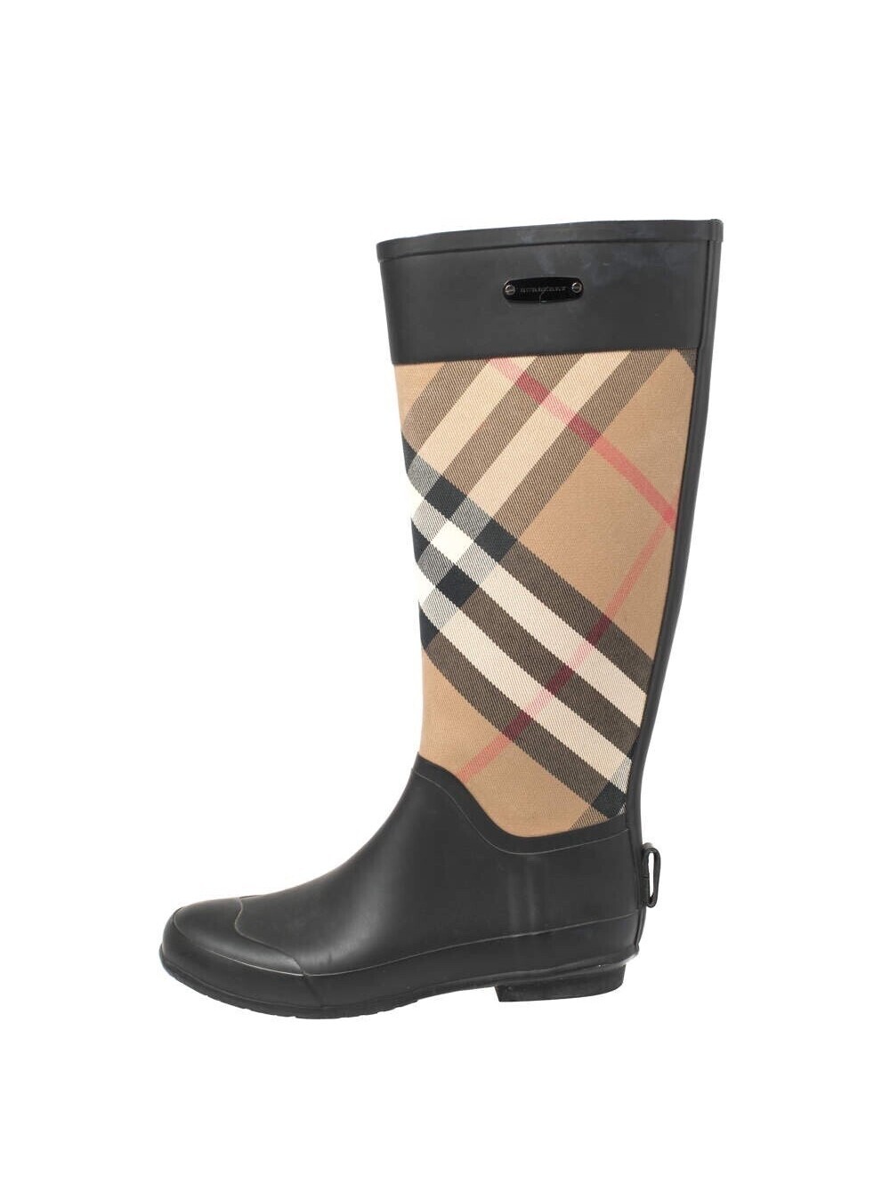 Authentic Burberry Clemence Check Canvas Rain Boots Women’s Size 8